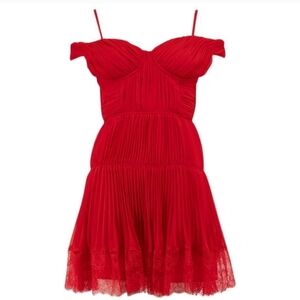Self portrait red off shoulder dress  US 6